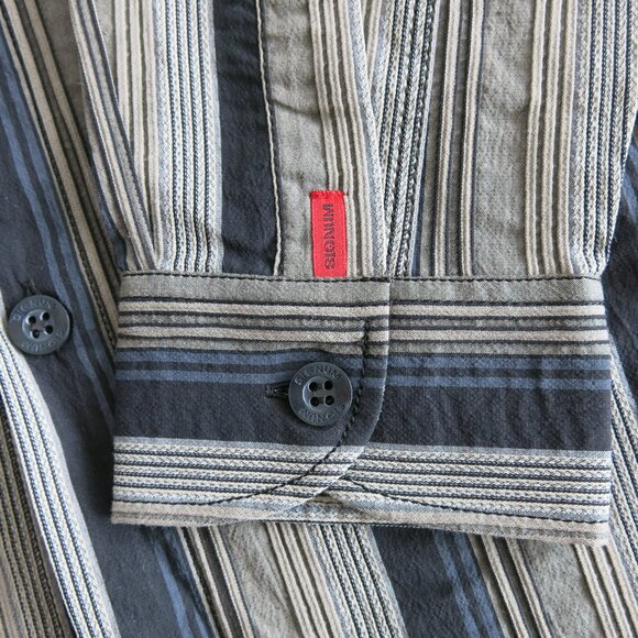 Signum Cotton Blend Multi Color Stripe Button Down Long Sleeve Shirt Size Large - Picture 6 of 9